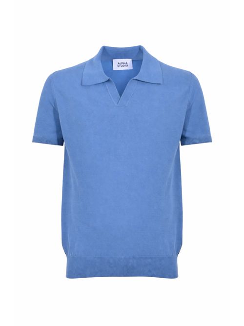 Polo in crepe di cotone Denim Alpha studio | AU-5041B1007